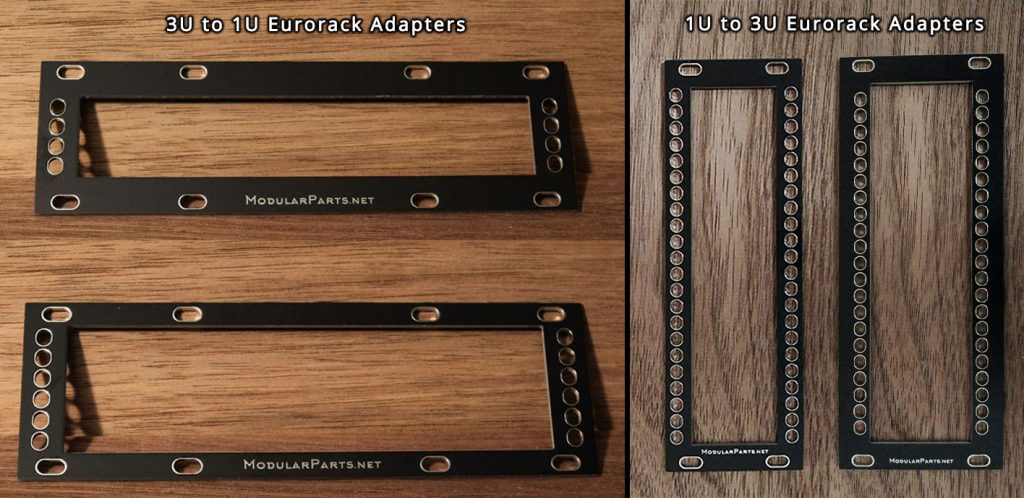 3u to 1u and 1u to 3u adapters for eurorack modular synthesizers